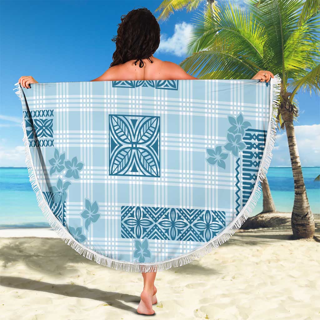 Hawaiian Quilt Tapa On Cold Blue Palaka Motifs Beach Blanket