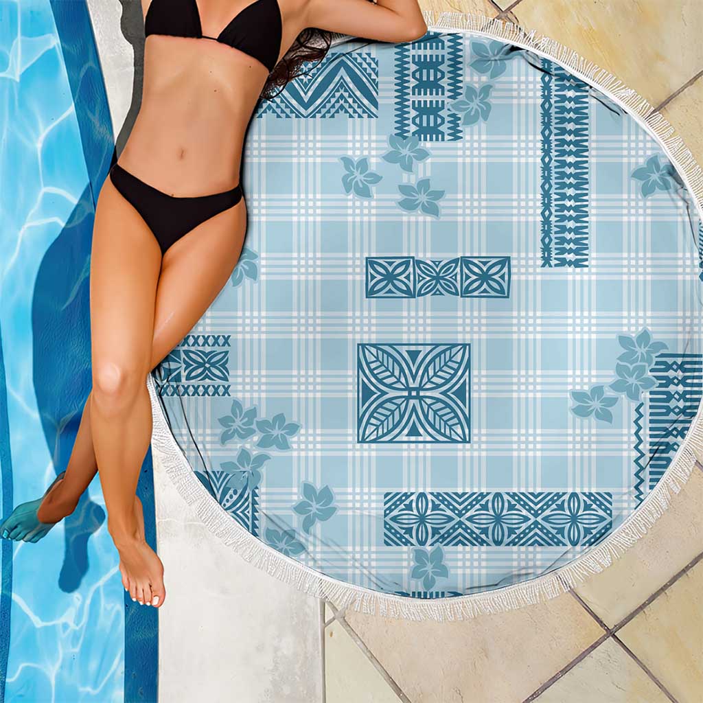 Hawaiian Quilt Tapa On Cold Blue Palaka Motifs Beach Blanket