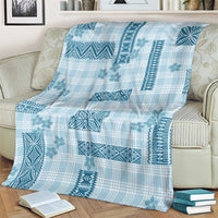 Hawaiian Quilt Tapa On Cold Blue Palaka Motifs Blanket
