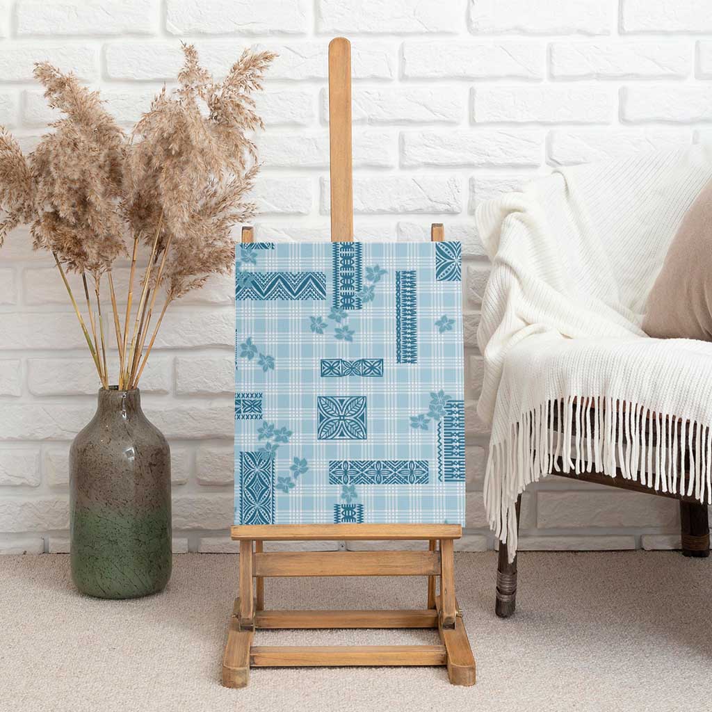 Hawaiian Quilt Tapa On Cold Blue Palaka Motifs Canvas Wall Art LT7 - Polynesian Pride