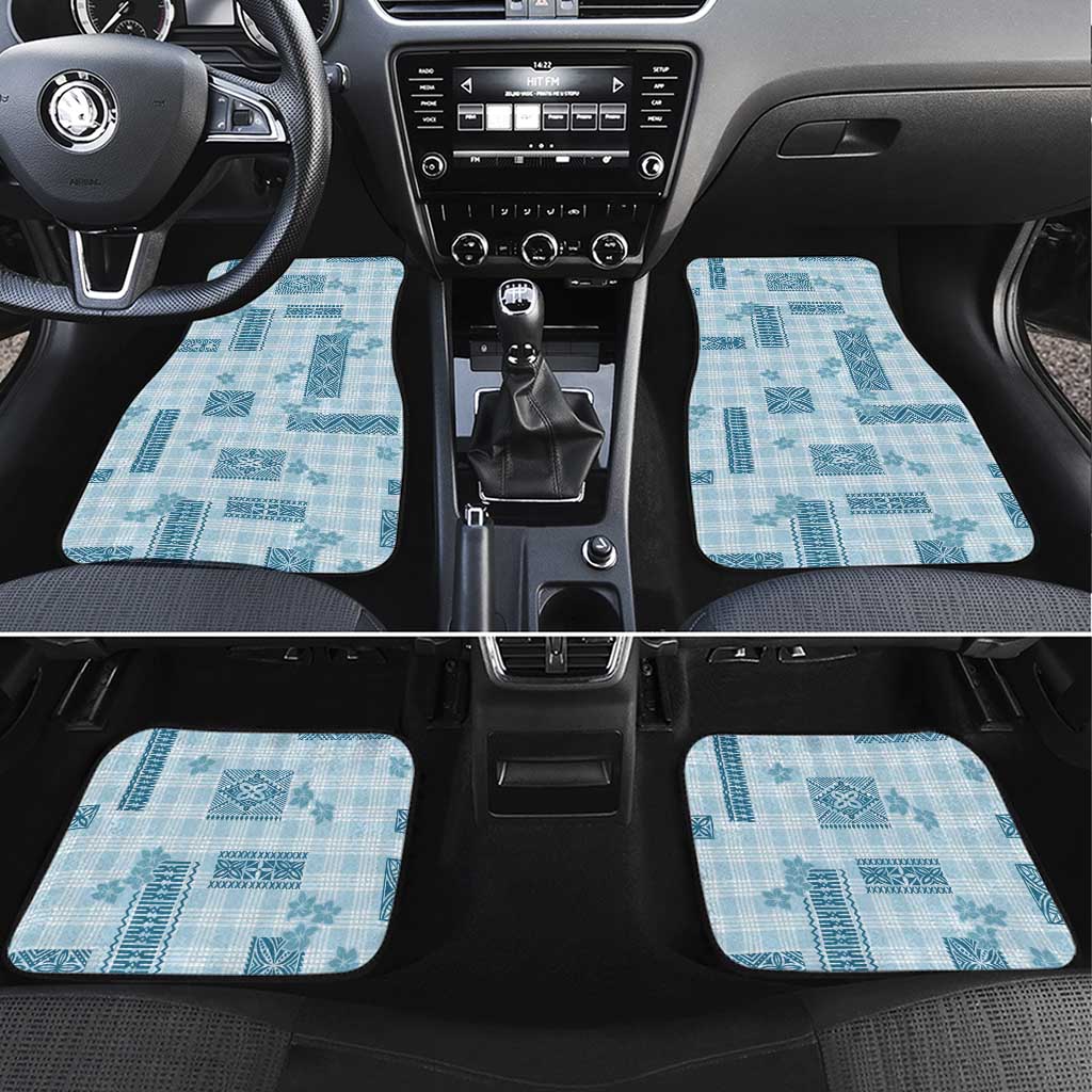Hawaiian Quilt Tapa On Cold Blue Palaka Motifs Car Mats