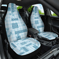Hawaiian Quilt Tapa On Cold Blue Palaka Motifs Car Seat Cover LT7 One Size Azure - Polynesian Pride