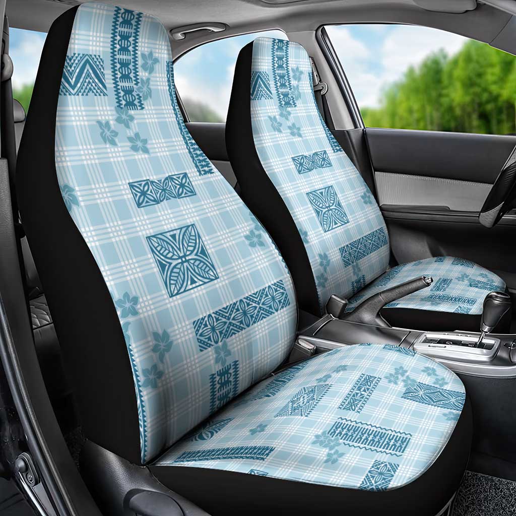 Hawaiian Quilt Tapa On Cold Blue Palaka Motifs Car Seat Cover LT7 - Polynesian Pride