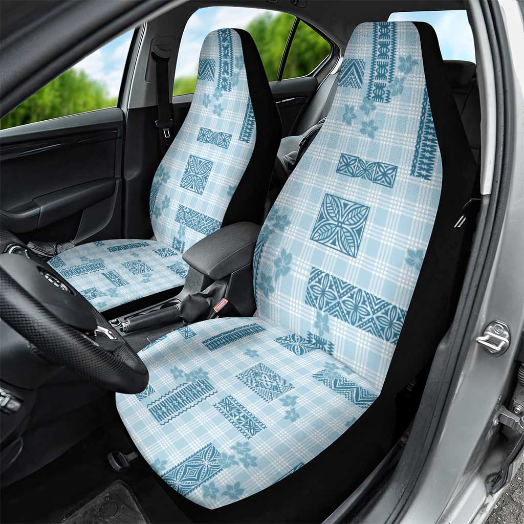 Hawaiian Quilt Tapa On Cold Blue Palaka Motifs Car Seat Cover LT7 - Polynesian Pride