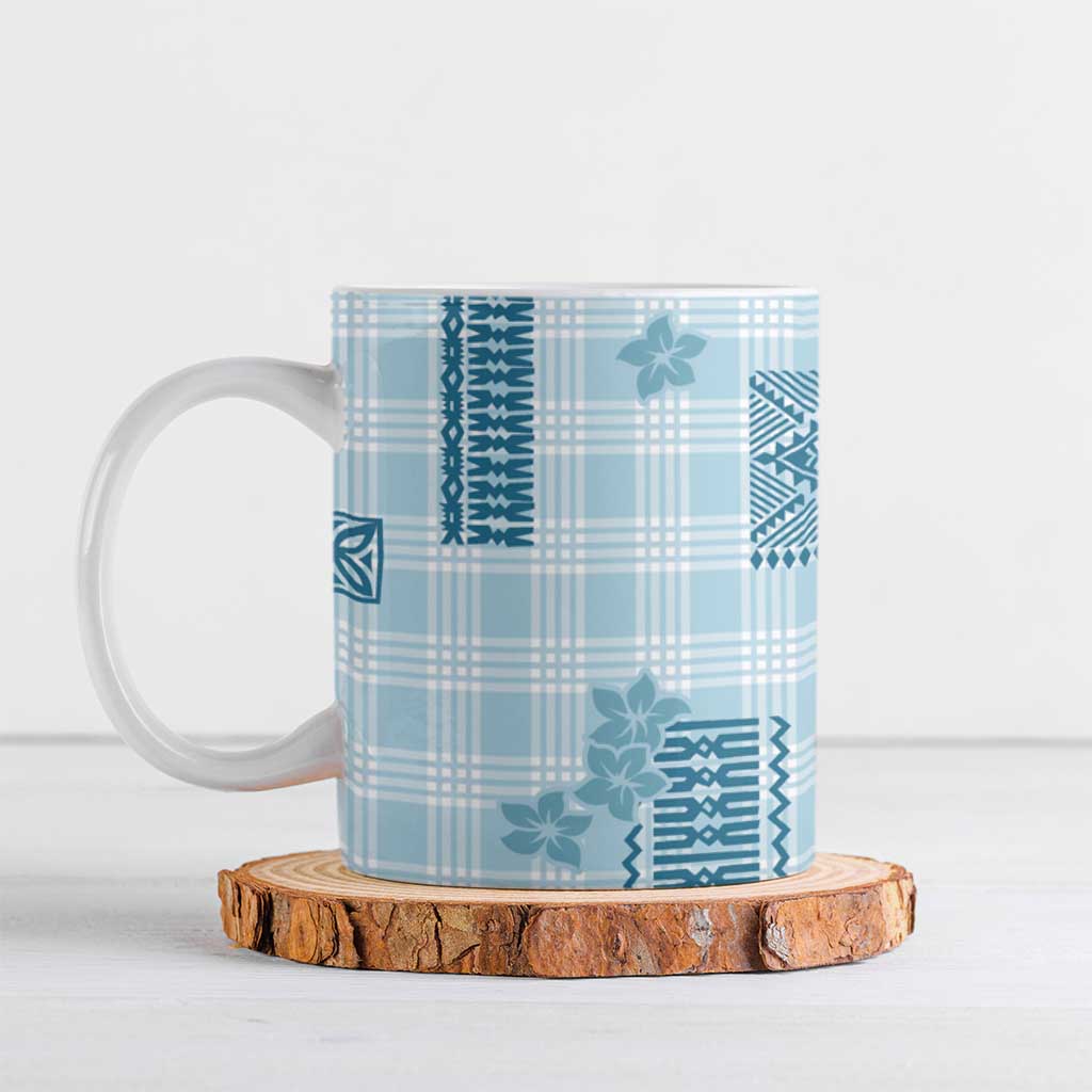 Hawaiian Quilt Tapa On Cold Blue Palaka Motifs Ceramic Mug
