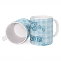Hawaiian Quilt Tapa On Cold Blue Palaka Motifs Ceramic Mug