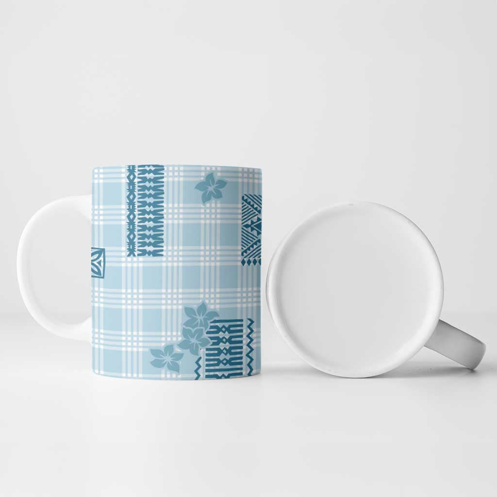 Hawaiian Quilt Tapa On Cold Blue Palaka Motifs Ceramic Mug