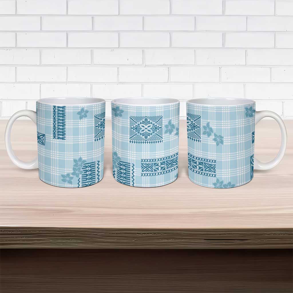 Hawaiian Quilt Tapa On Cold Blue Palaka Motifs Ceramic Mug