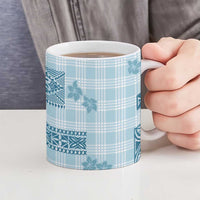 Hawaiian Quilt Tapa On Cold Blue Palaka Motifs Ceramic Mug