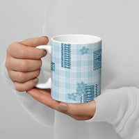 Hawaiian Quilt Tapa On Cold Blue Palaka Motifs Ceramic Mug
