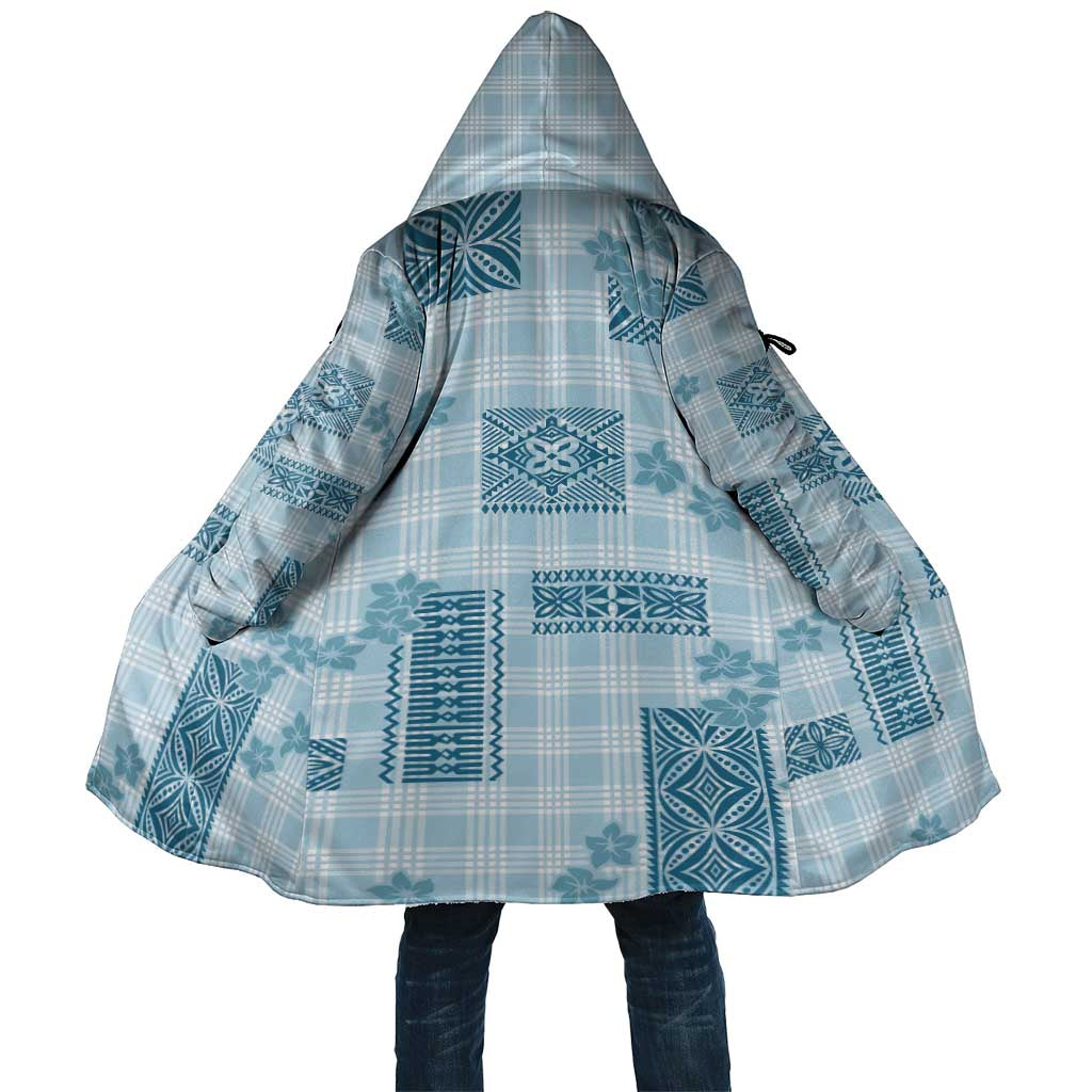 Hawaiian Quilt Tapa On Cold Blue Palaka Motifs Cloak