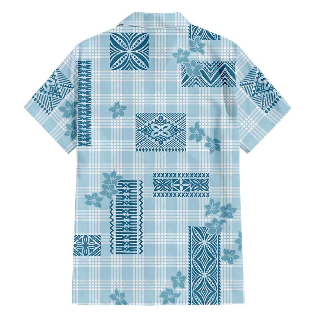 Hawaiian Quilt Tapa On Cold Blue Palaka Motifs Family Matching Long Sleeve Bodycon Dress and Hawaiian Shirt LT7 - Polynesian Pride