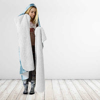 Hawaiian Quilt Tapa On Cold Blue Palaka Motifs Hooded Blanket