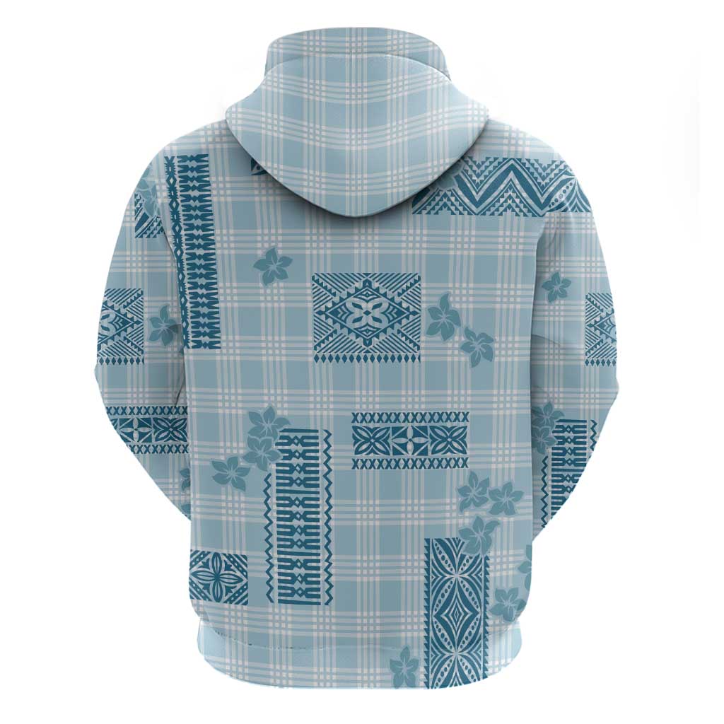 Hawaiian Quilt Tapa On Cold Blue Palaka Motifs Hoodie LT7 - Polynesian Pride