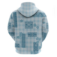 Hawaiian Quilt Tapa On Cold Blue Palaka Motifs Hoodie LT7 - Polynesian Pride