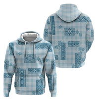 Hawaiian Quilt Tapa On Cold Blue Palaka Motifs Hoodie LT7 - Polynesian Pride