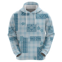 Hawaiian Quilt Tapa On Cold Blue Palaka Motifs Hoodie LT7 - Polynesian Pride