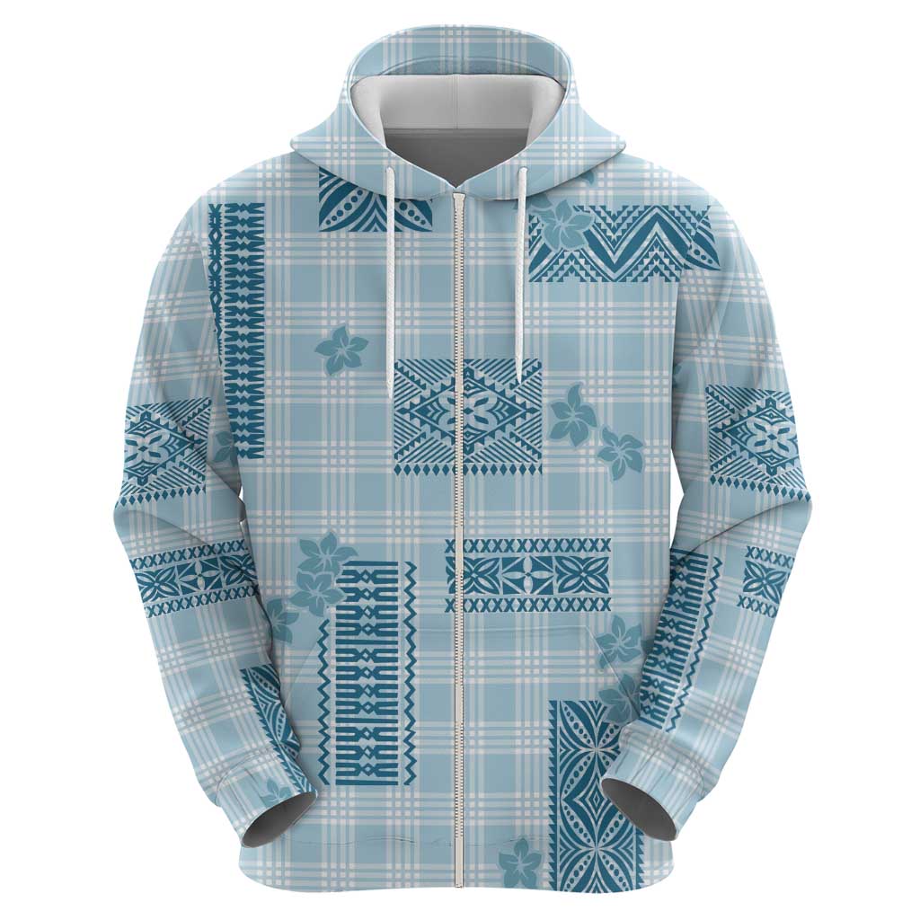 Hawaiian Quilt Tapa On Cold Blue Palaka Motifs Hoodie LT7 - Polynesian Pride