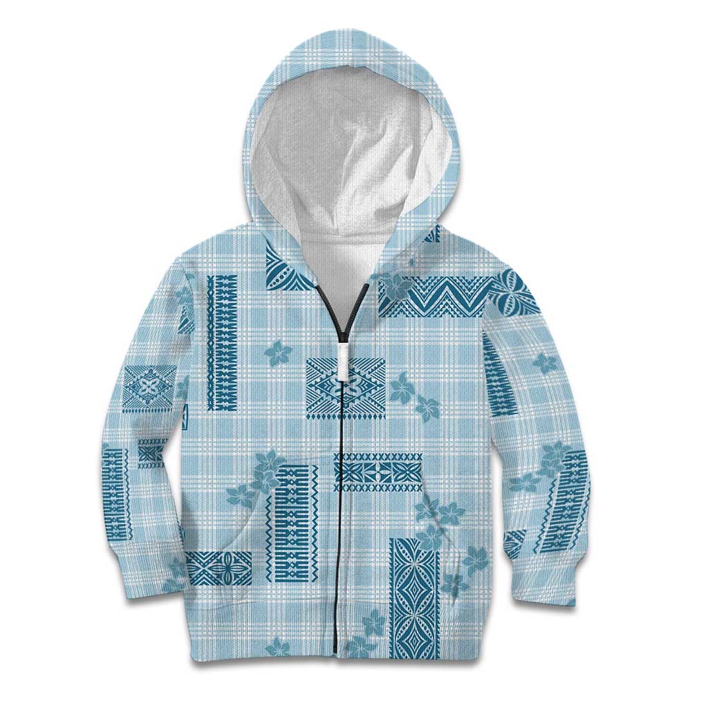 Hawaiian Quilt Tapa On Cold Blue Palaka Motifs Kid Hoodie
