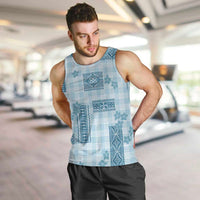 Hawaiian Quilt Tapa On Cold Blue Palaka Motifs Men Tank Top