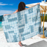 Hawaiian Quilt Tapa On Cold Blue Palaka Motifs Sarong