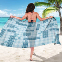 Hawaiian Quilt Tapa On Cold Blue Palaka Motifs Sarong
