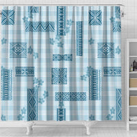 Hawaiian Quilt Tapa On Cold Blue Palaka Motifs Shower Curtain LT7 - Polynesian Pride