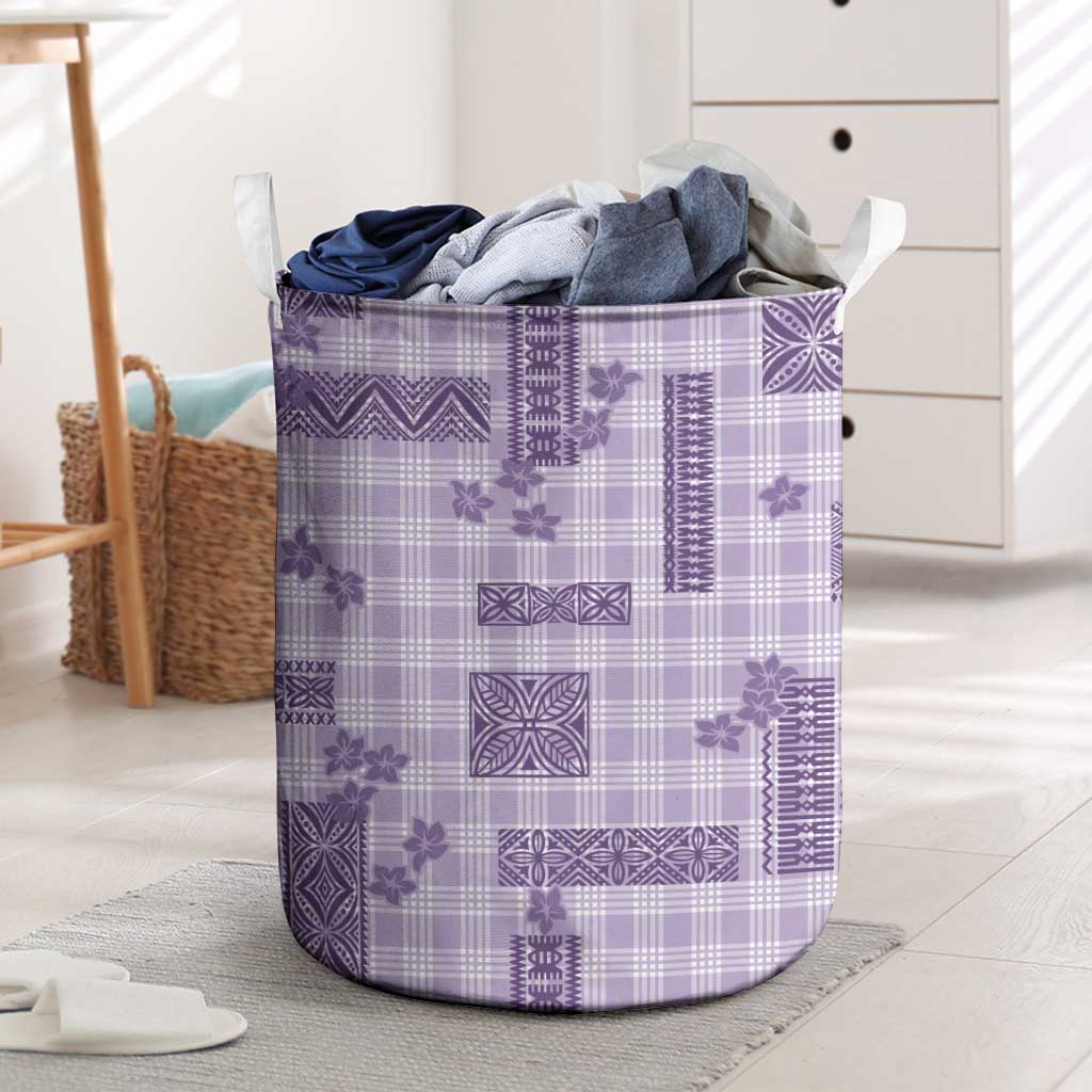 Hawaiian Quilt Tapa On Lilac Palaka Motifs Laundry Basket