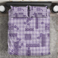 Hawaiian Quilt Tapa On Lilac Palaka Motifs Bedding Set