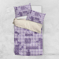 Hawaiian Quilt Tapa On Lilac Palaka Motifs Bedding Set