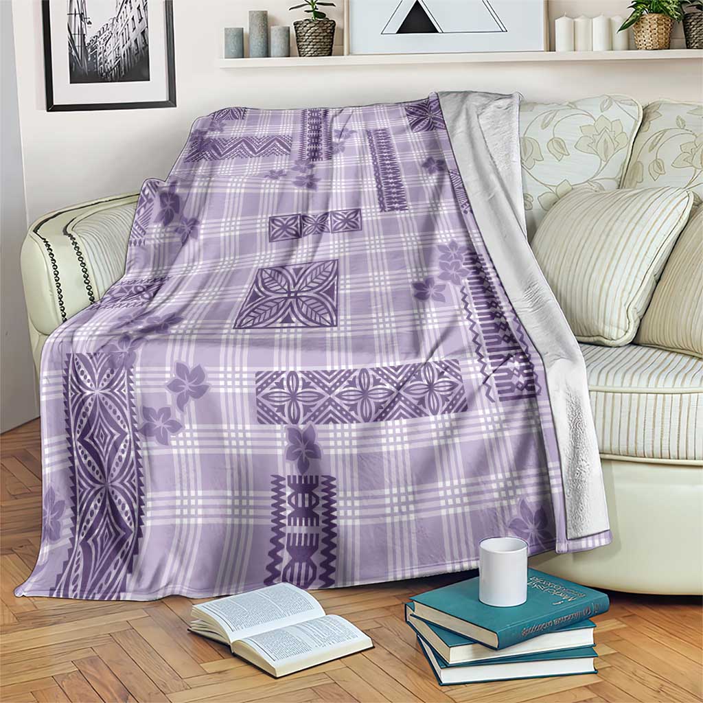 Hawaiian Quilt Tapa On Lilac Palaka Motifs Blanket