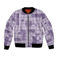 Hawaiian Quilt Tapa On Lilac Palaka Motifs Bomber Jacket