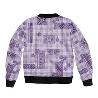 Hawaiian Quilt Tapa On Lilac Palaka Motifs Bomber Jacket