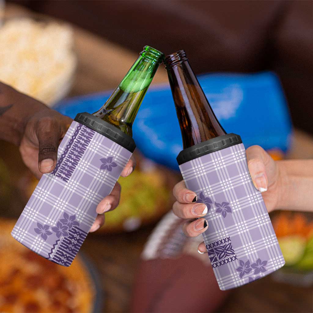 Hawaiian Quilt Tapa On Lilac Palaka Motifs 4 in 1 Can Cooler Tumbler LT7 - Polynesian Pride