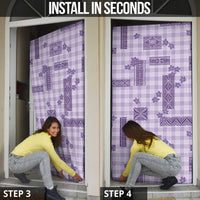 Hawaiian Quilt Tapa On Lilac Palaka Motifs Door Cover