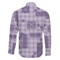 Hawaiian Quilt Tapa On Lilac Palaka Motifs Family Matching Off Shoulder Short Dress and Hawaiian Shirt LT7 - Polynesian Pride