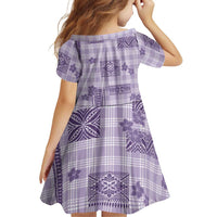 Hawaiian Quilt Tapa On Lilac Palaka Motifs Family Matching Puletasi and Hawaiian Shirt