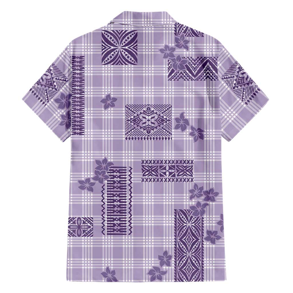 Hawaiian Quilt Tapa On Lilac Palaka Motifs Family Matching Puletasi and Hawaiian Shirt