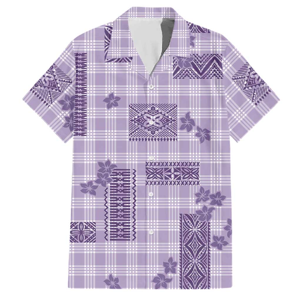 Hawaiian Quilt Tapa On Lilac Palaka Motifs Family Matching Tank Maxi Dress and Hawaiian Shirt LT7 Dad's Shirt - Short Sleeve Lilac - Polynesian Pride