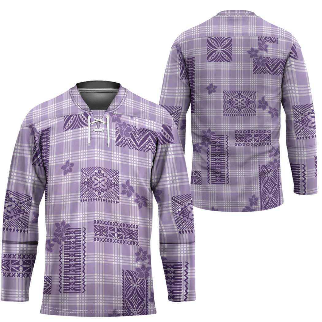 Hawaiian Quilt Tapa On Lilac Palaka Motifs Hockey Jersey