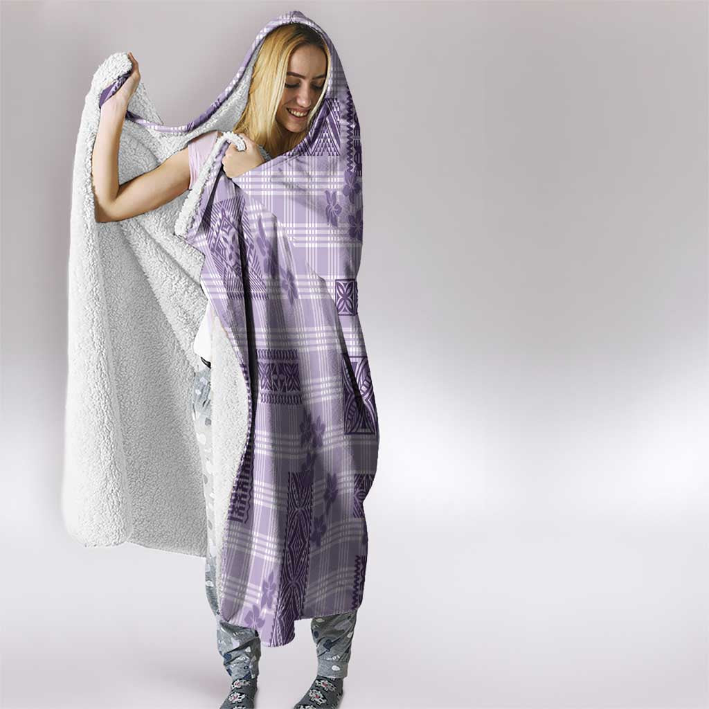 Hawaiian Quilt Tapa On Lilac Palaka Motifs Hooded Blanket