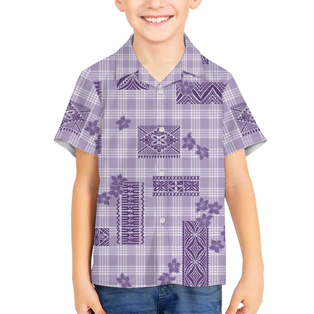 Hawaiian Quilt Tapa On Lilac Palaka Motifs Kid Hawaiian Shirt