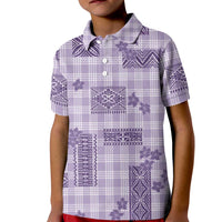 Hawaiian Quilt Tapa On Lilac Palaka Motifs Kid Polo Shirt