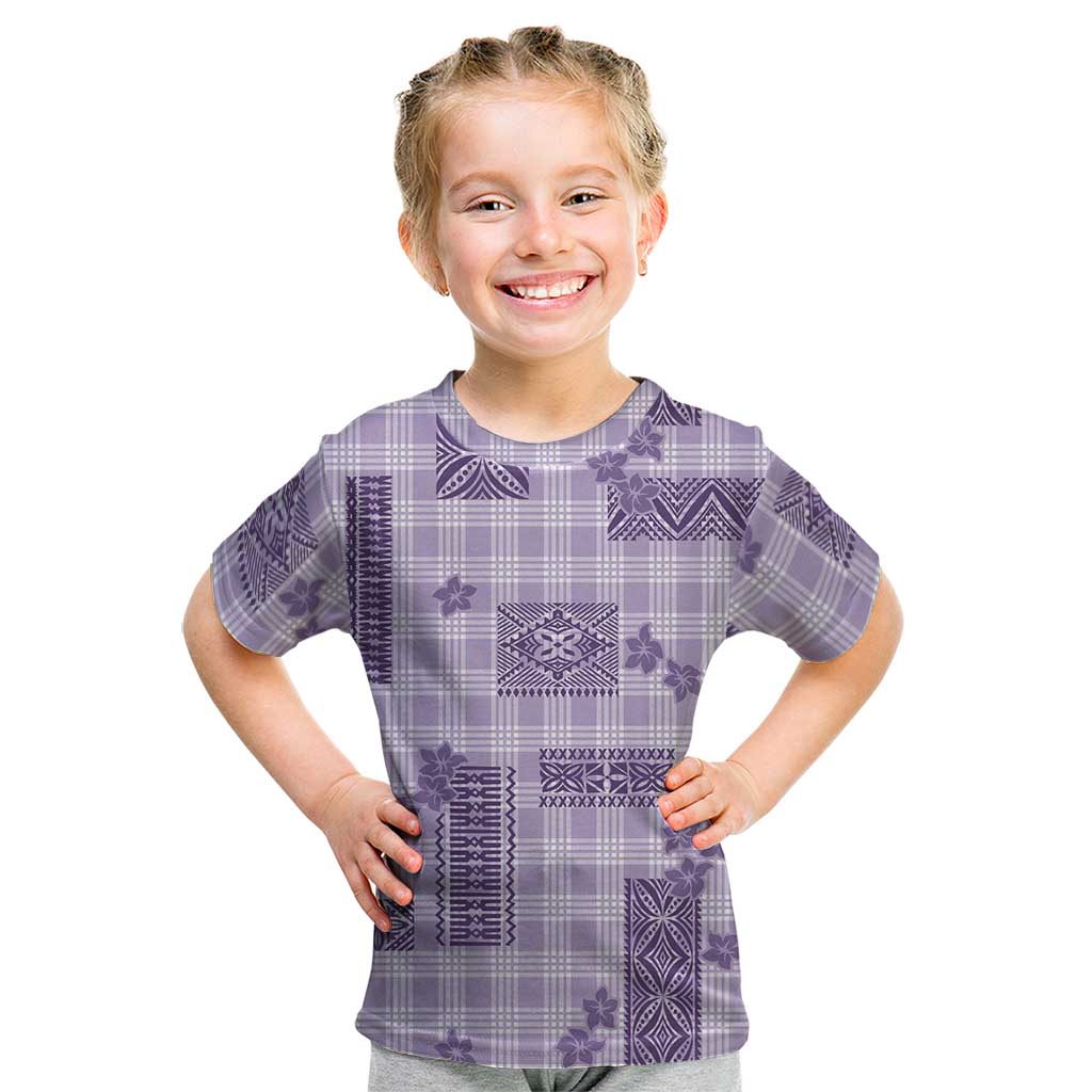 Hawaiian Quilt Tapa On Lilac Palaka Motifs Kid T Shirt LT7 Lilac - Polynesian Pride