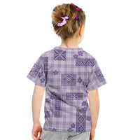 Hawaiian Quilt Tapa On Lilac Palaka Motifs Kid T Shirt LT7 - Polynesian Pride