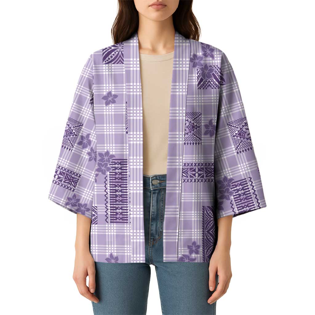 Hawaiian Quilt Tapa On Lilac Palaka Motifs Kimono