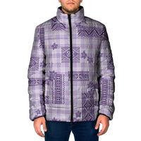 Hawaiian Quilt Tapa On Lilac Palaka Motifs Padded Jacket