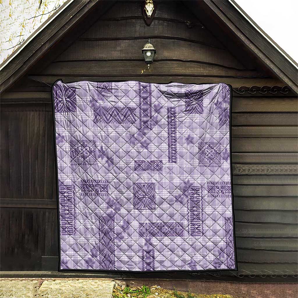 Hawaiian Quilt Tapa On Lilac Palaka Motifs Quilt