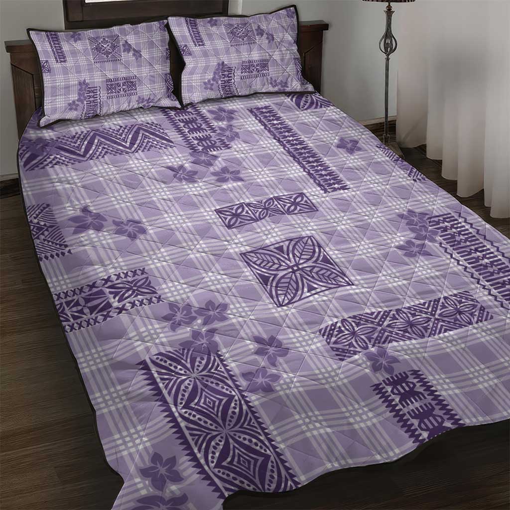 Hawaiian Quilt Tapa On Lilac Palaka Motifs Quilt Bed Set