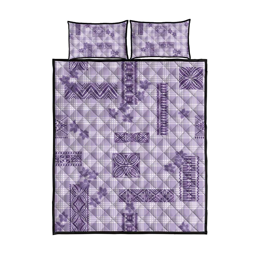 Hawaiian Quilt Tapa On Lilac Palaka Motifs Quilt Bed Set
